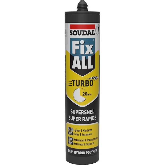 Fix ALL TURBO wit - supersnel lijmen en monteren - 290 ml Fix ALL TURBO wit - supersnel lijmen en monteren - 290 ml