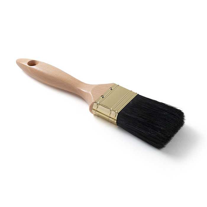 Platte verfborstel PRO - steel gevernist hout - zwart haar Platte verfborstel PRO - steel gevernist hout - zwart haar