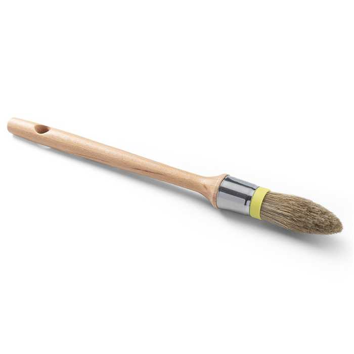 Puntborstel - steel gevernist hout - Orel vezel - ring inox Puntborstel - steel gevernist hout - Orel vezel - ring inox